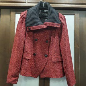 Forever 21 Red & Black Double Breast Peplum Jacket